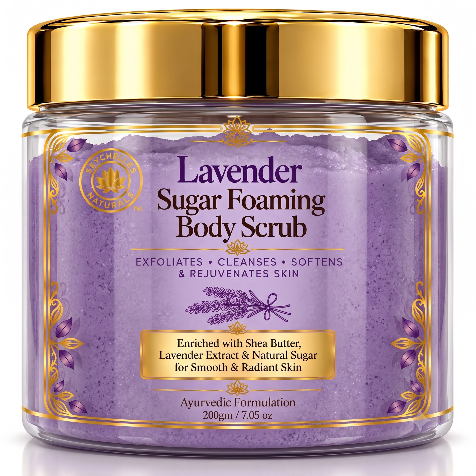 Seychelles Organic Lavender Foaming Sugar Scrub (200gm)