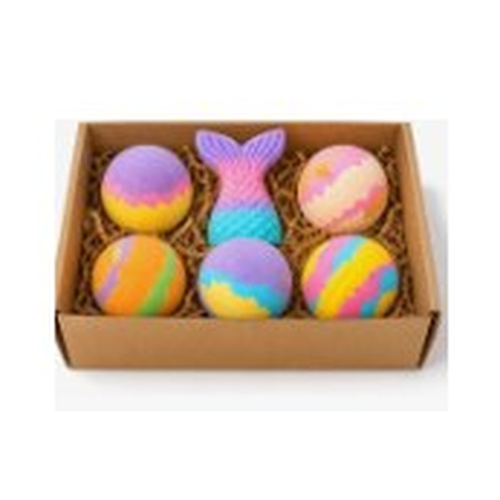 Seychelles Mermaid Rainbow Bubble Bath Bombs with Toy