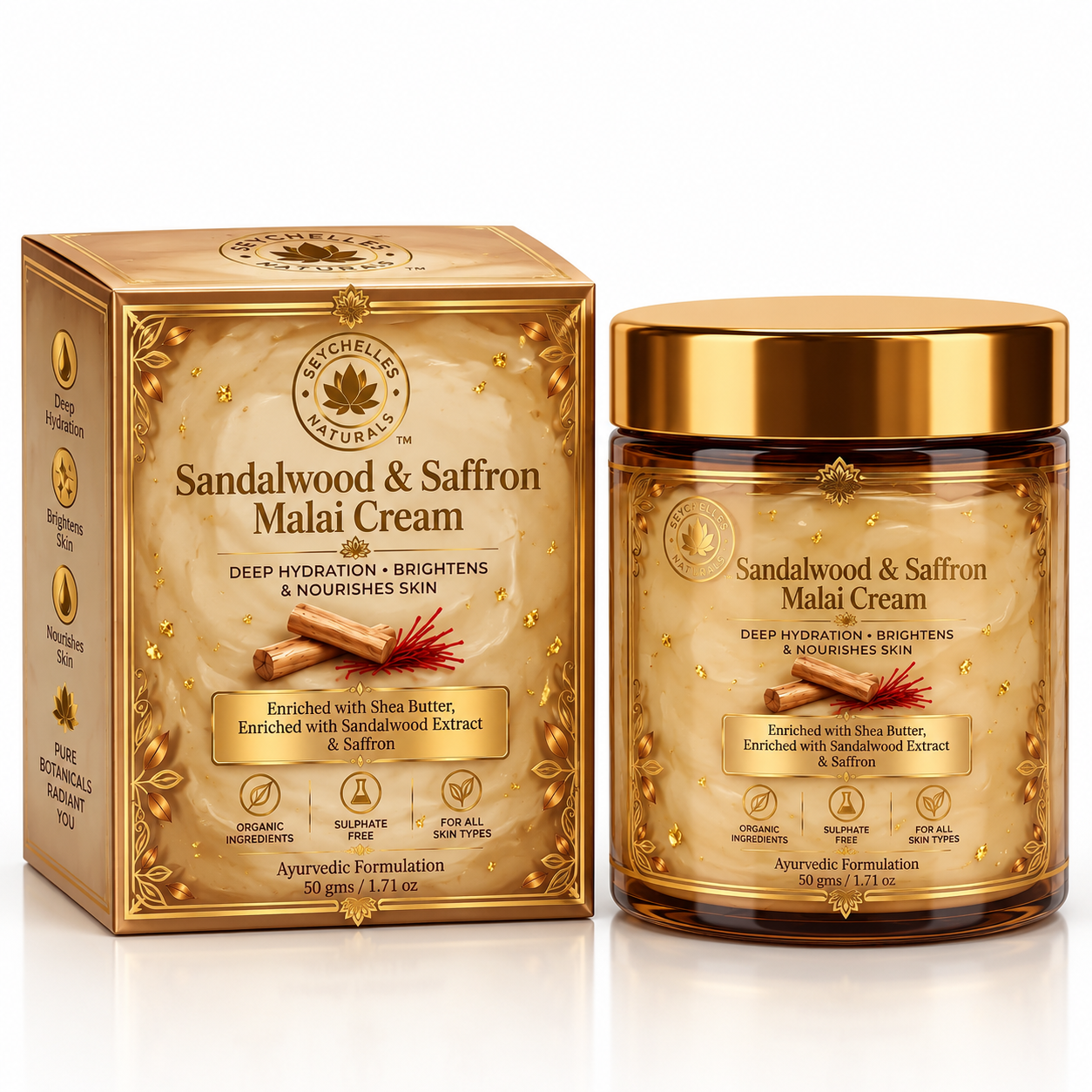 Seychelles Organic Sandalwood & Saffron Malai Cream (50gm)