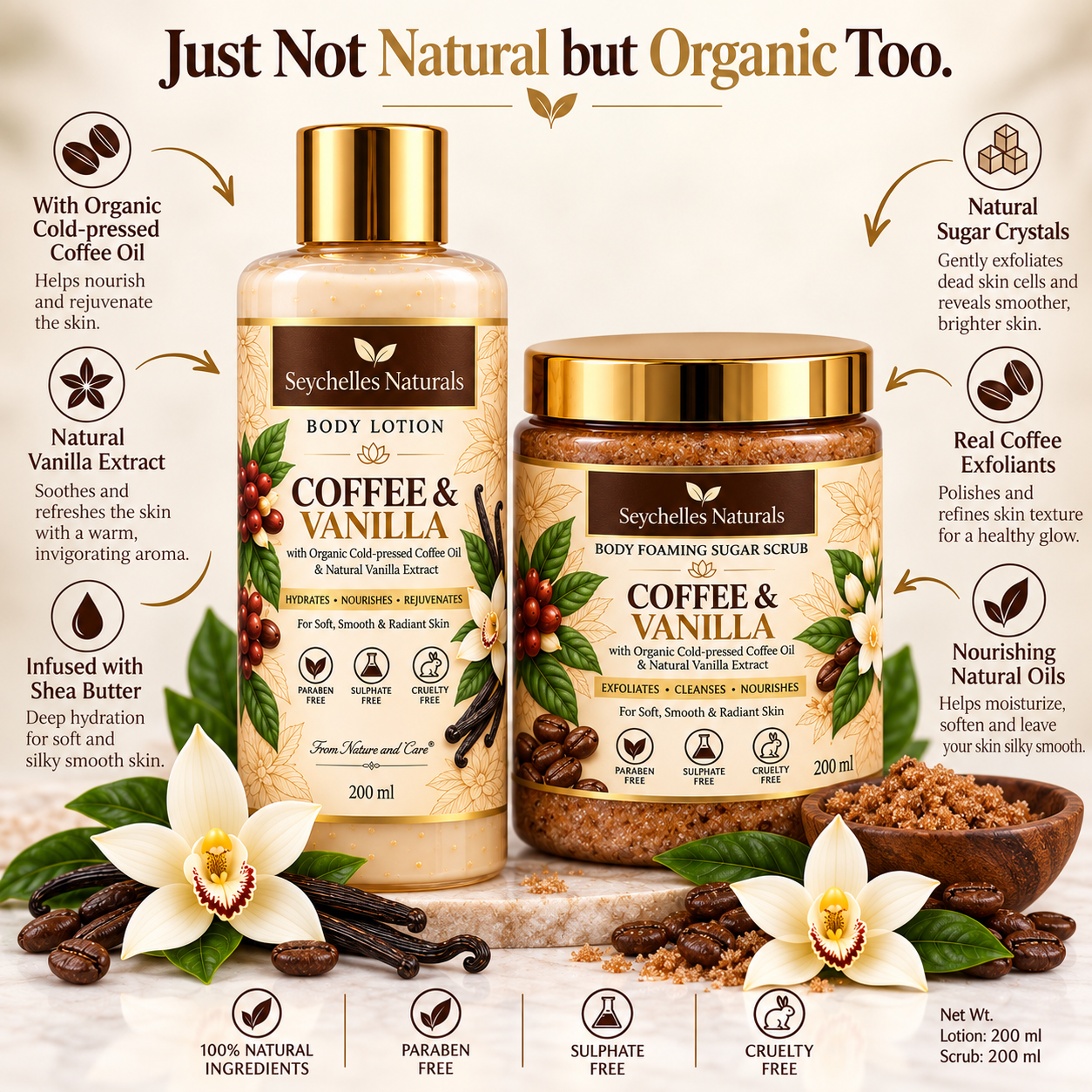 Seychelles Organic Coffee & Vanilla Body Lotion (200ml)