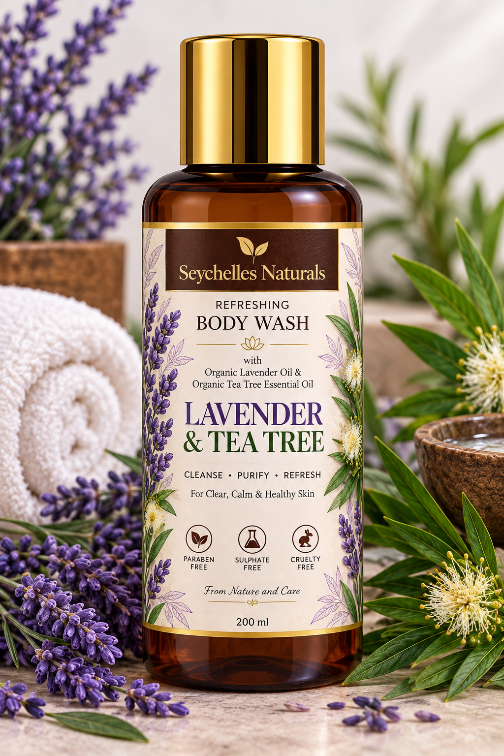 Seychelles Organic Lavender & Tea Tree Body Wash (200ml)