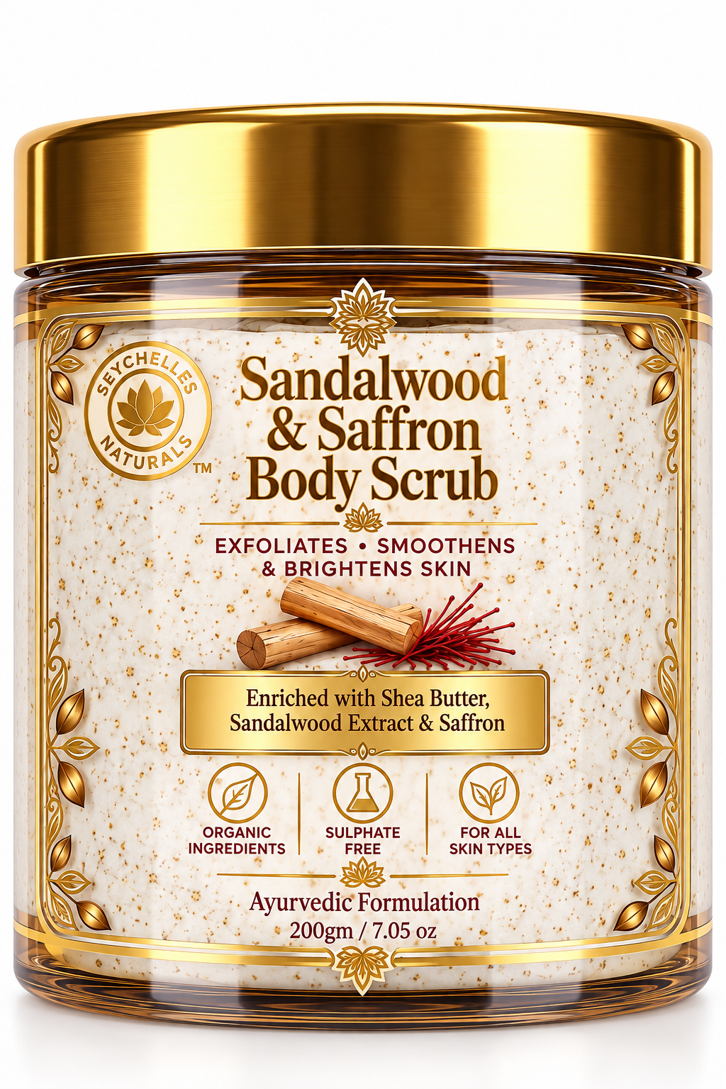 Seychelles Organic Sandalwood Saffron Body Scrub (200gm)