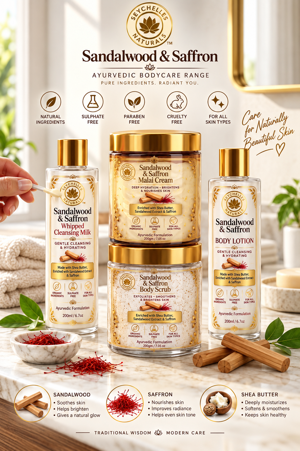 Seychelles Organic Sandalwood Saffron Body Scrub (200gm)