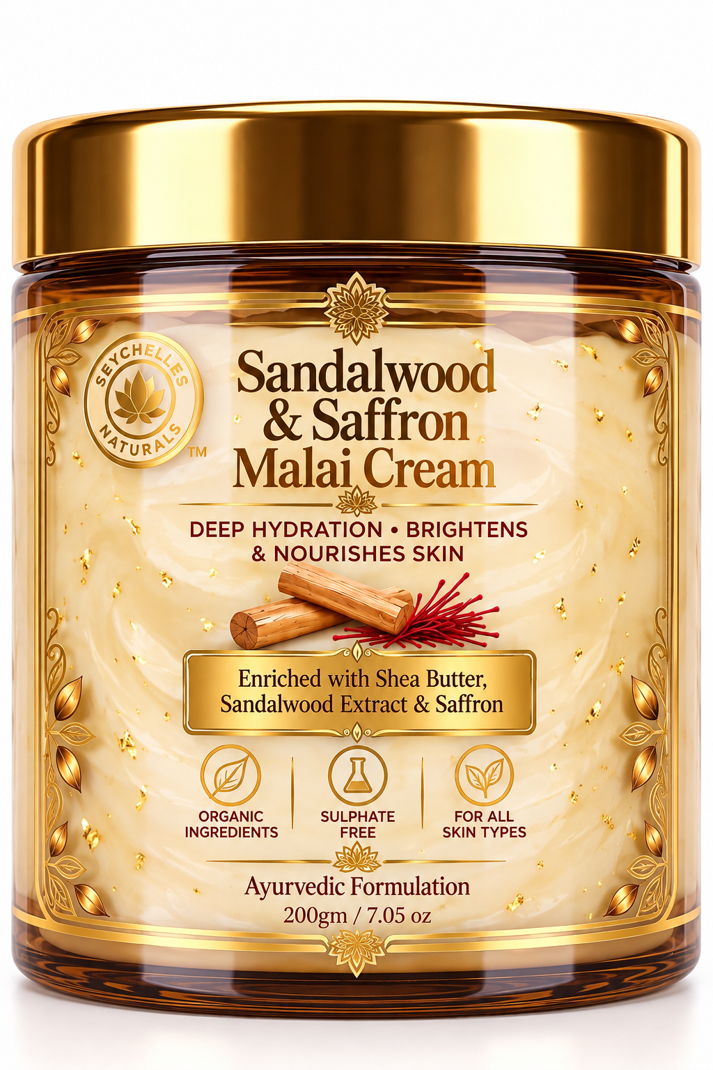 Seychelles Organic Sandalwood & Kesar Malai Cream (100gm)