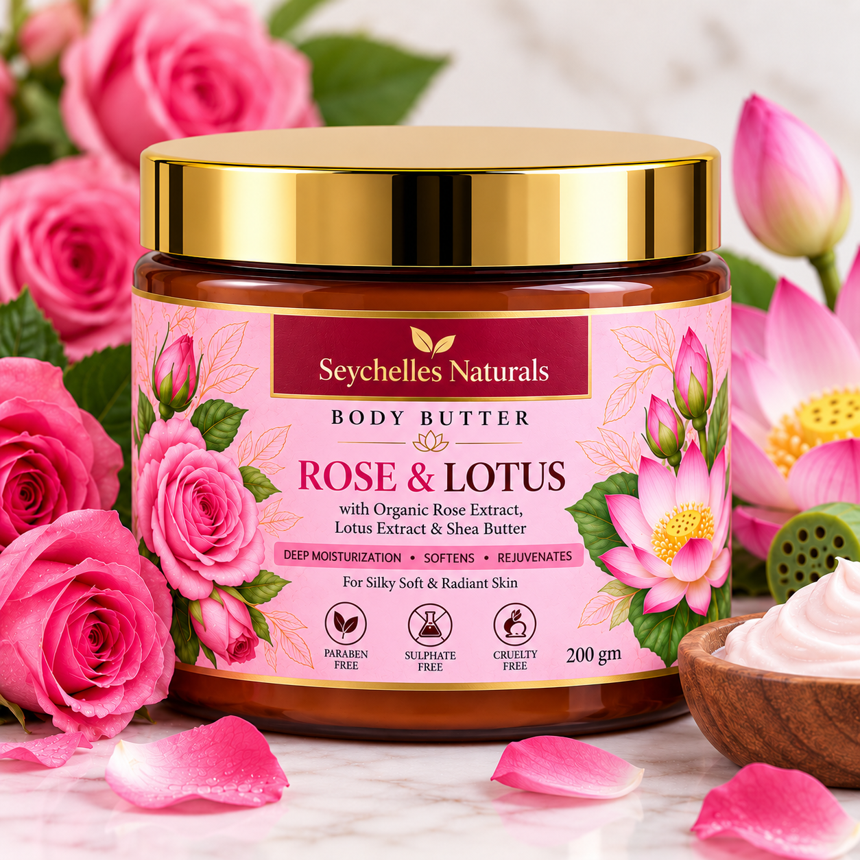 Seychelles Organic Rose & Lotus Body Butter (200gm)