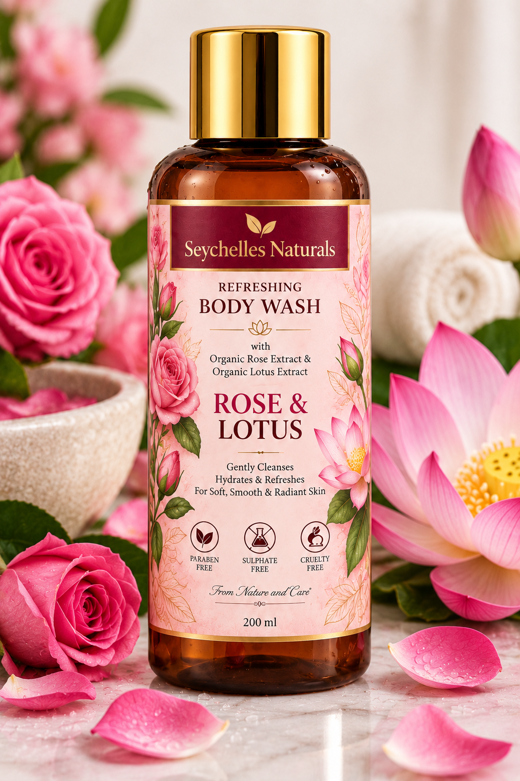 Seychelles Rose & Lotus Body Wash (200ml)