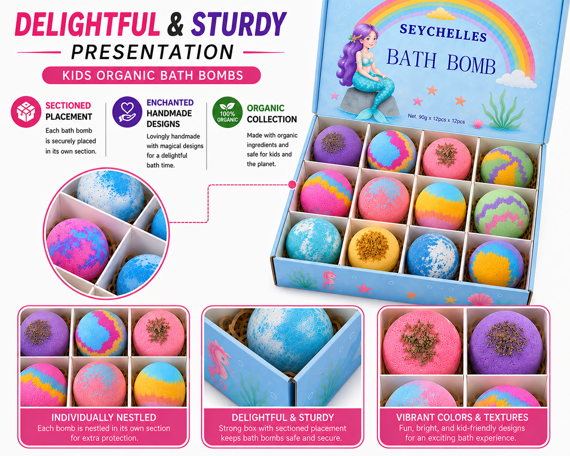 Seychelles Organic Bubble Bath Bombs with Toys Inside