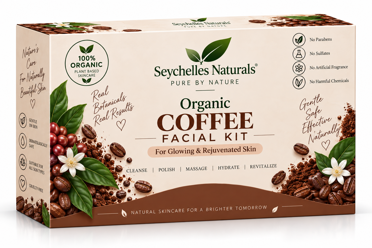 Seychelles Naturals Organic Coffee Facial Kit for Tan & Glow