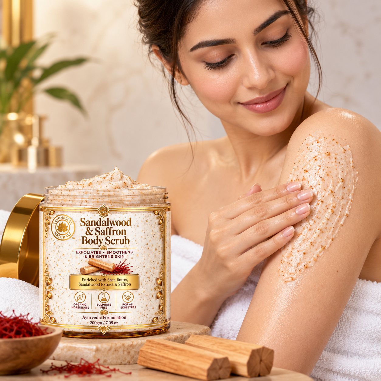 Seychelles Organic Sandalwood Saffron Body Scrub (200gm)