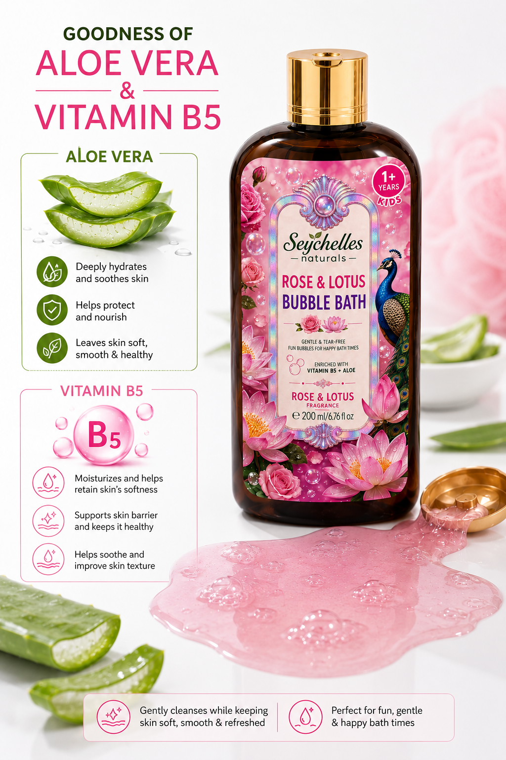 Seychelles Naturals Kids Rose & Lotus Bubble Bath